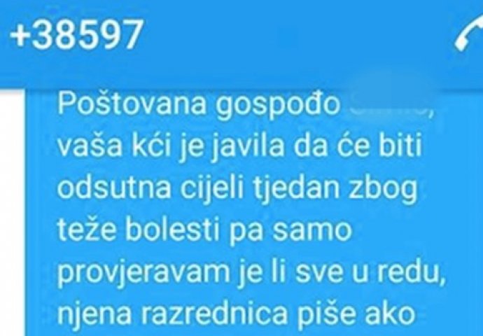 MAMA JE PRIMILA PORUKU OD RAZREDNICE ZBOG KĆERKINIH IZOSTANAKA: Njezin odgovor je teški hit