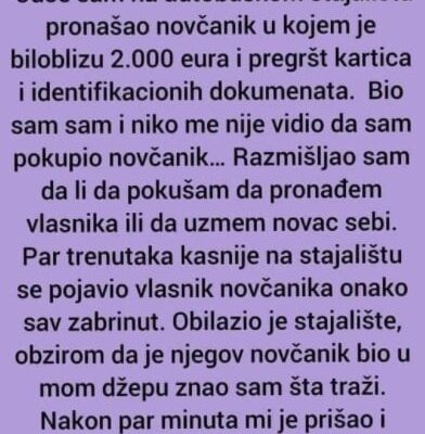 “Juče Sam Na Autobuskom Stajalištu Pronašao Novčanik”