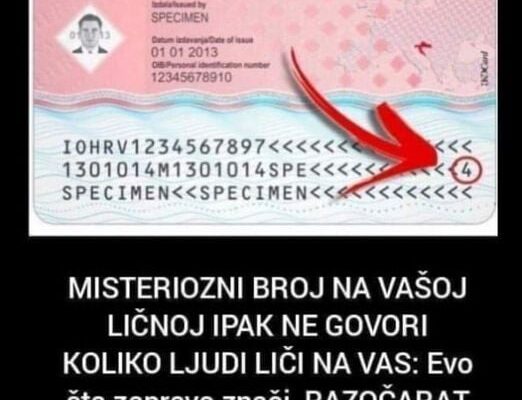 MISTERIOZNI BROJ NA VAŠOJ LIČNOJ IPAK NE GOVORI KOLIKO LJUDI LIČI NA VAS: Evo Šta Zapravo Znači, RAZOČARAT ĆEMO VAS!