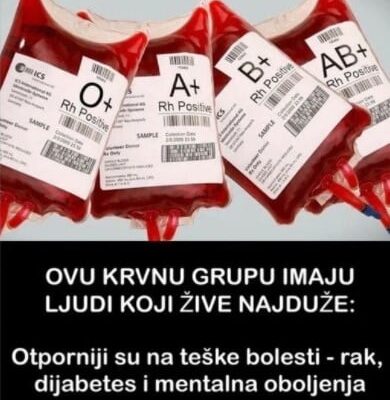 OVU KRVNUU GRUPU IMAJU LJUDI KOJI ŽIVE NAJDUŽE: 0tporniji Su Na T3ške B0lesti – R4k, Dijabetes I Ment4lna 0boljenja