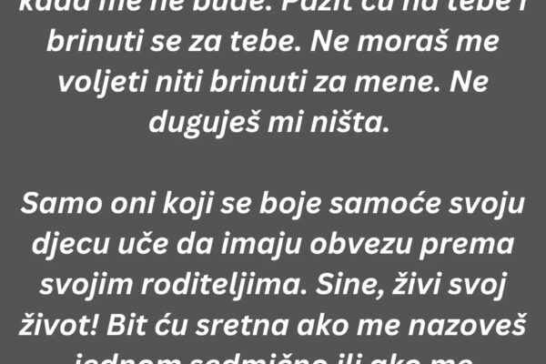 DIRLJIVO PISMO MAJKE SINU- “Zapamti da je tvoja supruga sada…”