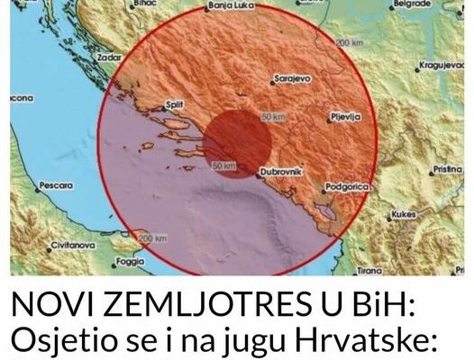 NOVI ZEMLJOTRES U BiH: Osjetio se i na jugu Hrvatske: “Jaka tutnjava i udar”