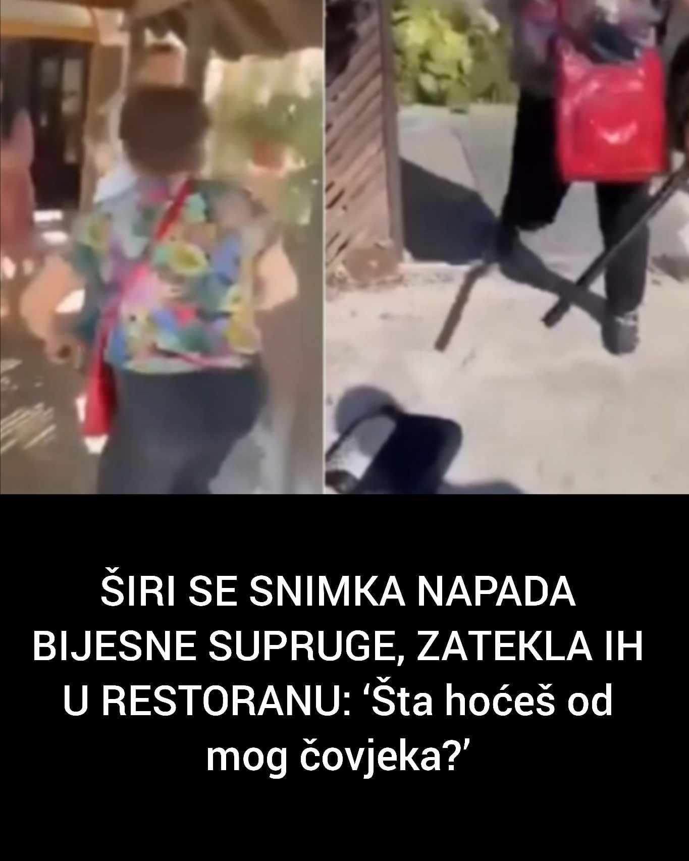 ŠIRI SE SNIMKA NAPADA BIJESNE SUPRUGE, ZATEKLA IH U RESTORANU: ‘Šta hoćeš od mog čovjeka?’