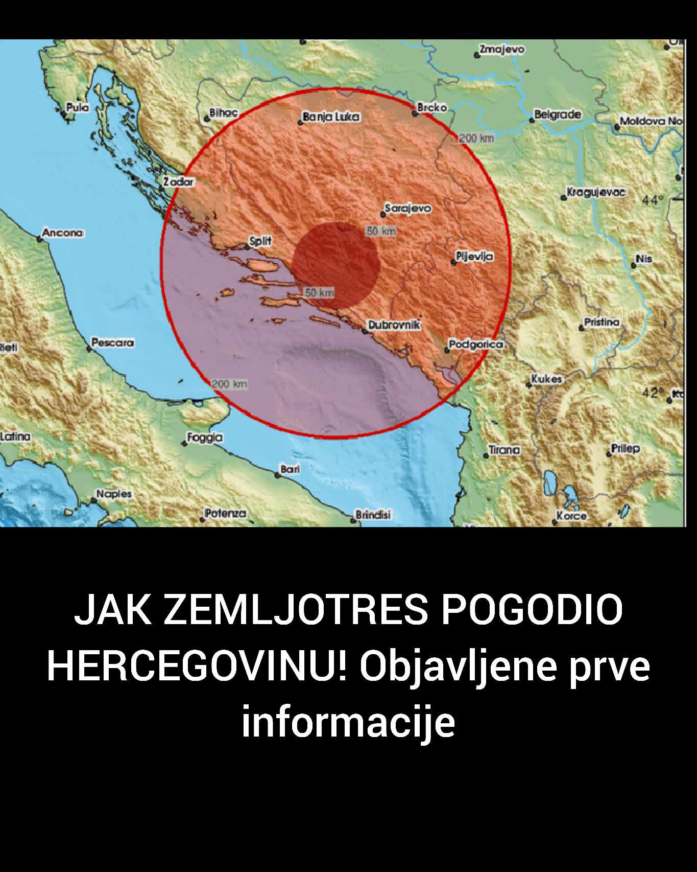 JAK ZEMLJOTRES POGODIO HERCEGOVINU! Objavljene prve informacije