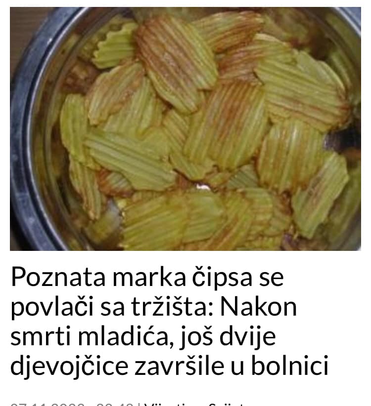 Poznata marka čipsa se povlači sa tržišta: Nakon smrti mladića, još dvije djevojčice završile u bolnici