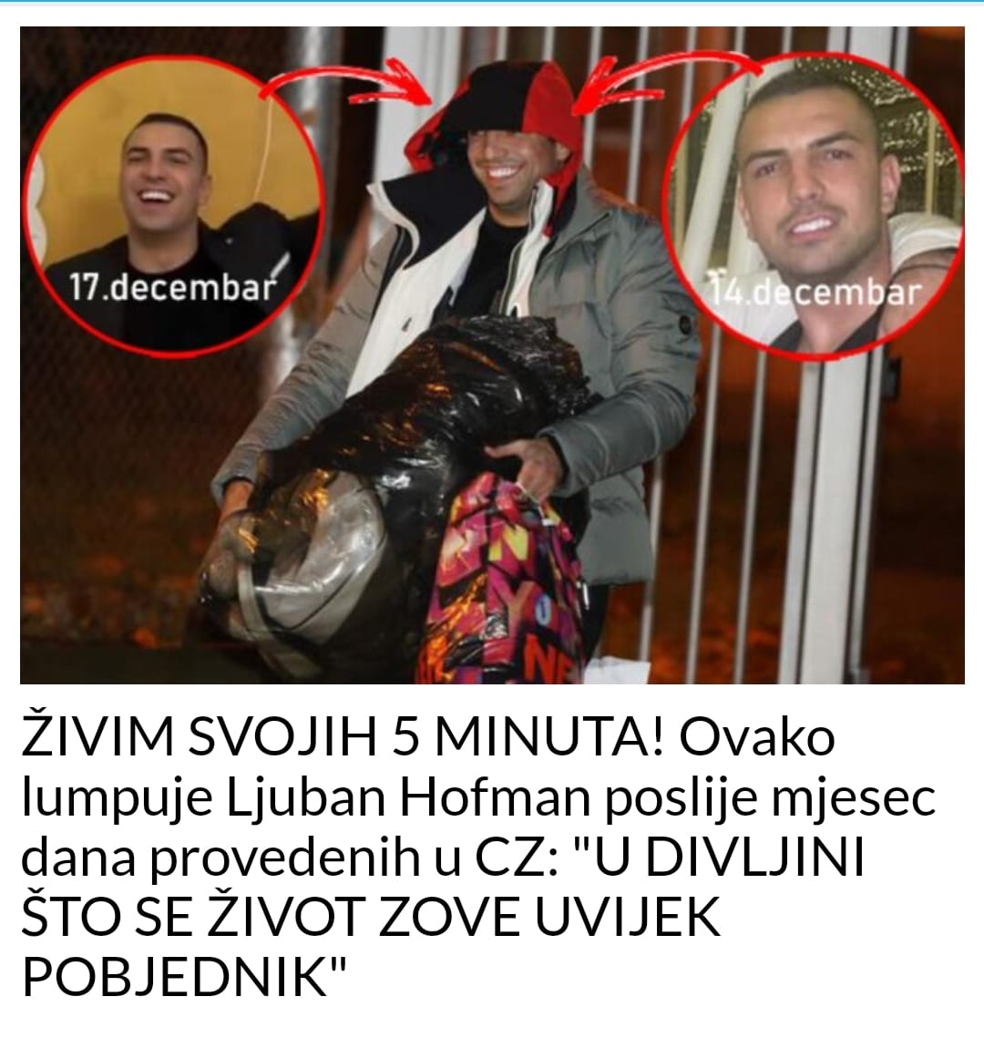 ŽIVIM SVOJIH 5 MINUTA! Ovako lumpuje Ljuban Hofman poslije mjesec dana provedenih u CZ: “U DIVLJINI ŠTO SE ŽIVOT ZOVE UVIJEK POBJEDNIK”