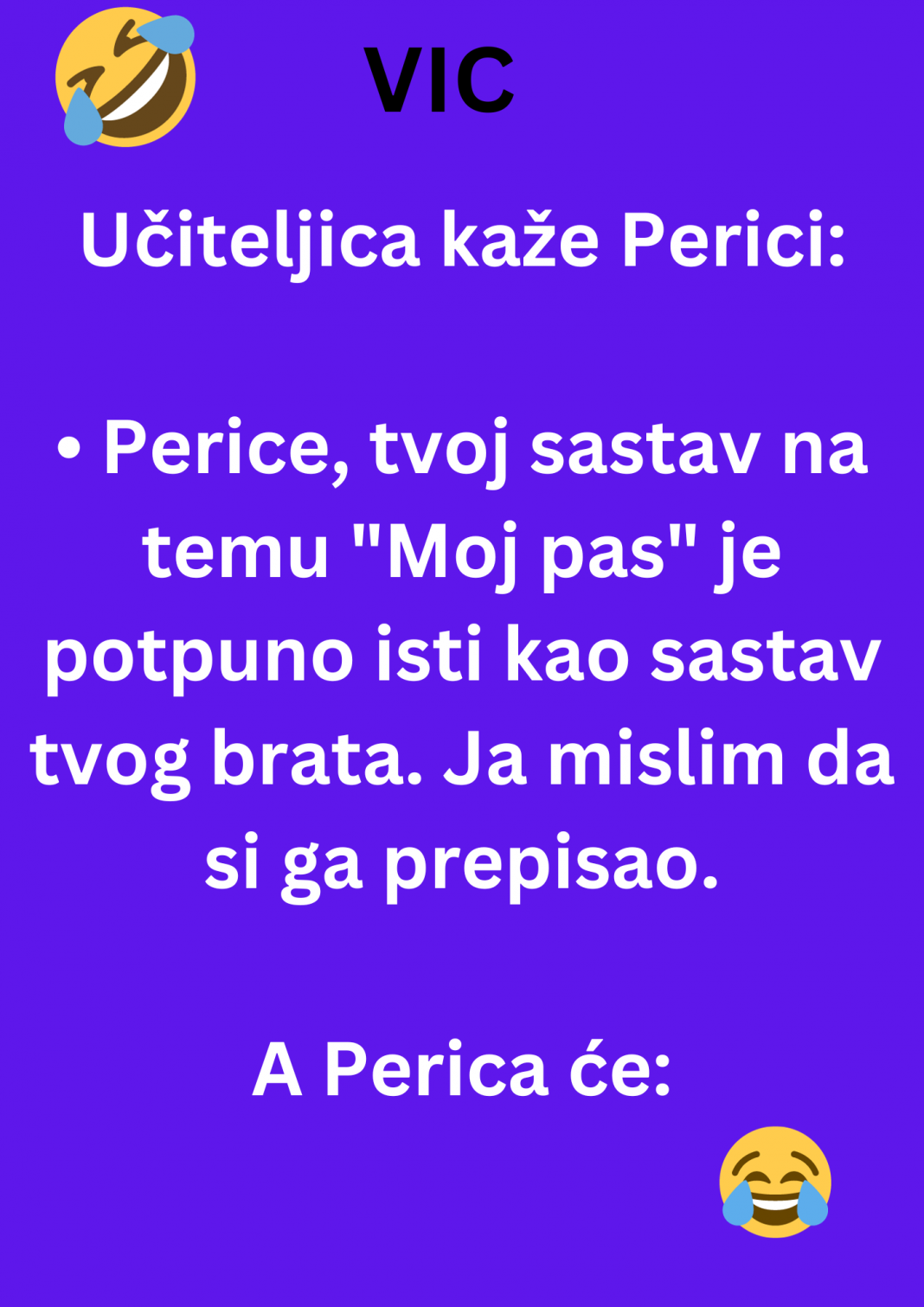 VIC DANA: Učiteljica kaže Perici