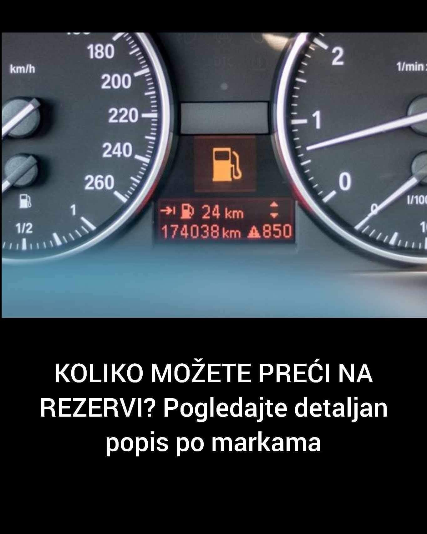 KOLIKO MOŽETE PREĆI NA REZERVI? Pogledajte detaljan popis po markama