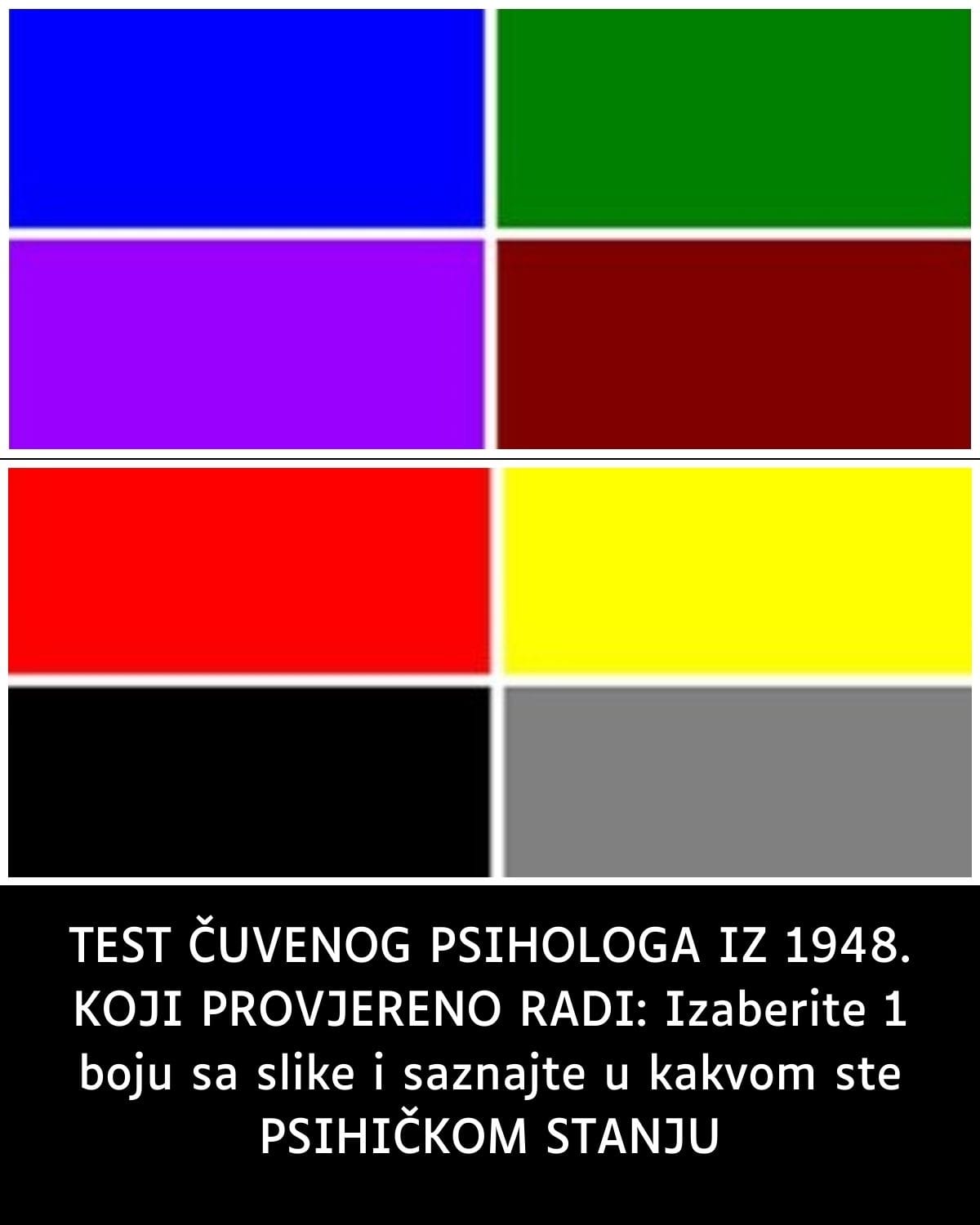 TEST ČUVENOG PSIHOLOGA IZ 1948: Izaberite 1 boju sa slike i saznajte u kakvom ste PSIHIČKOM STANJU