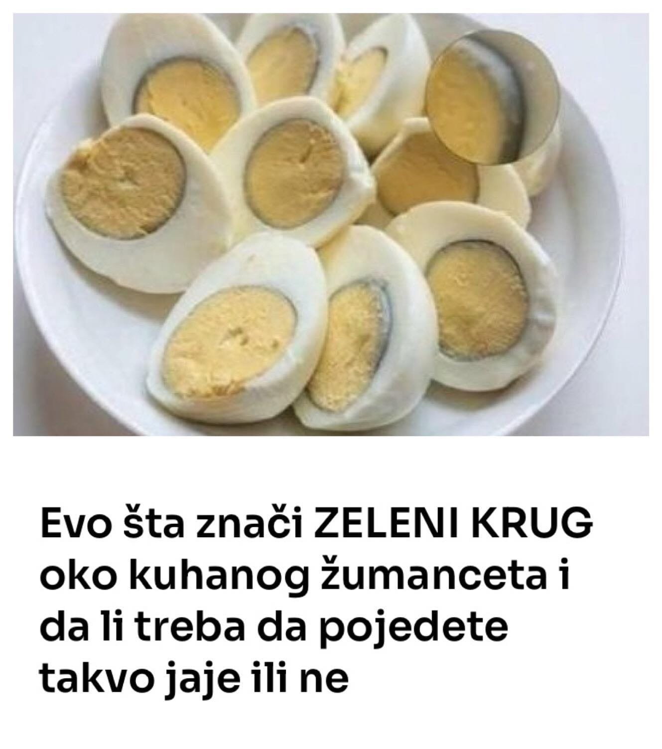 Evo šta znači ZELENI KRUG oko kuhanog žumanceta i da li treba da pojedete takvo jaje ili ne