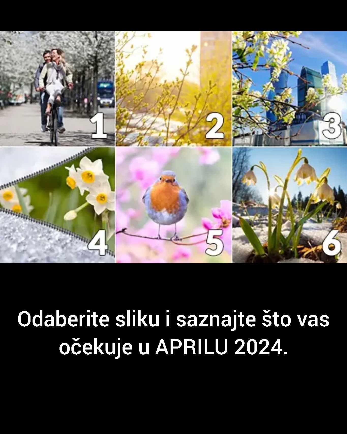 Odaberite sliku i saznajte što vas očekuje u APRILU 2024.